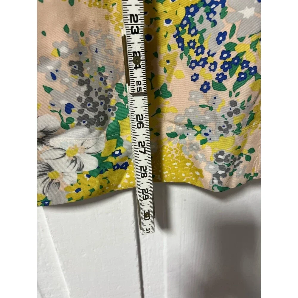 J Crew Tamara Lemon Yellow Floral Midi Slip Skirt Sz 8